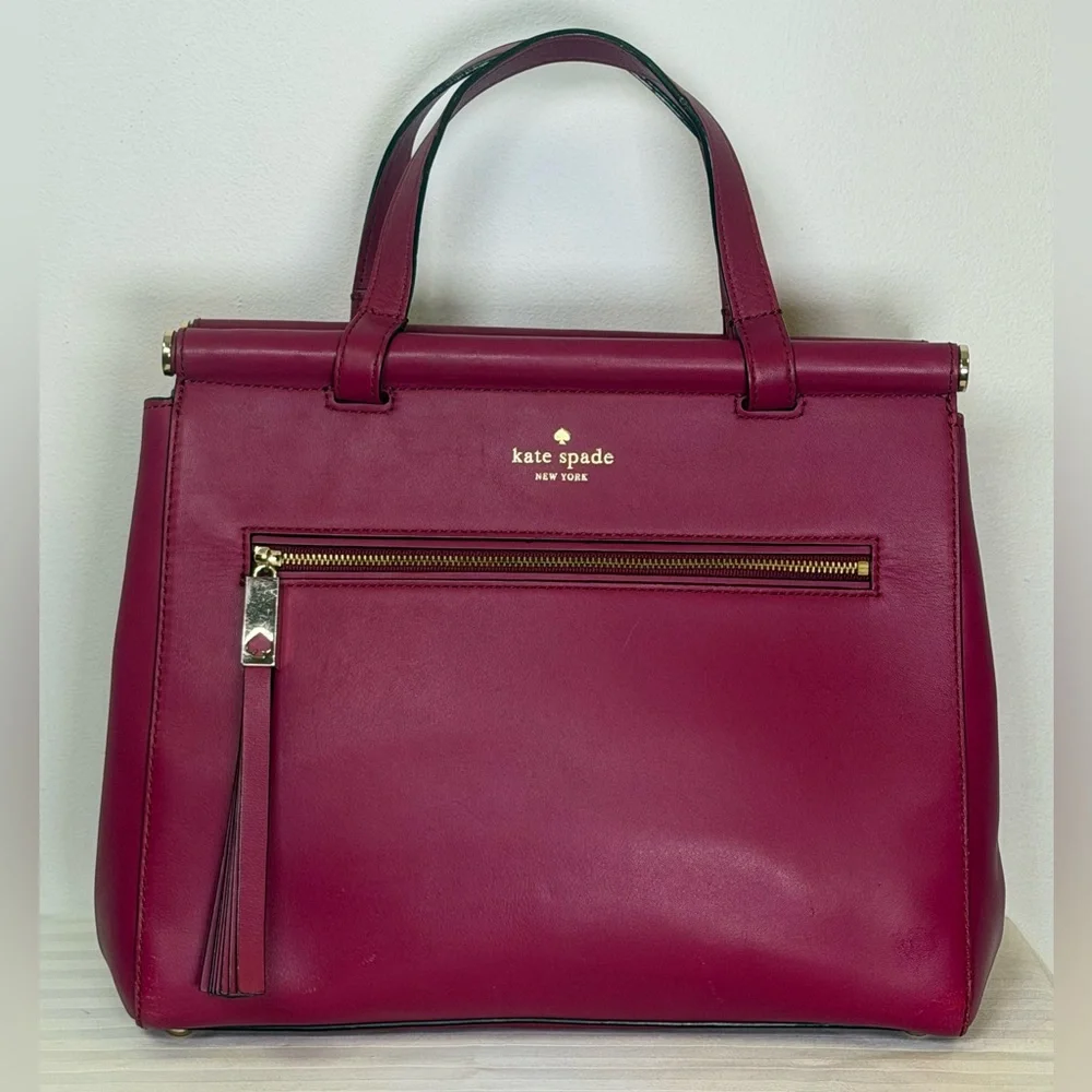 Kate Spade New York | Small ‘Cherise’ Royal Place Satchel Red Plum Leather